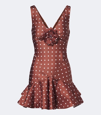 Vestido corto de satén con lunares | Rodarte