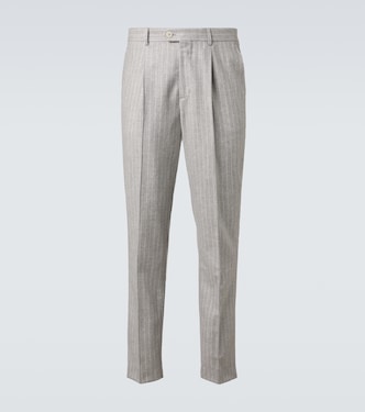 Pantalones en mezcla de lana y cachemir con raya diplomática | Brunello Cucinelli