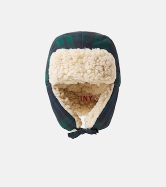 Checked teddy-trimmed aviator hat | Tinycottons
