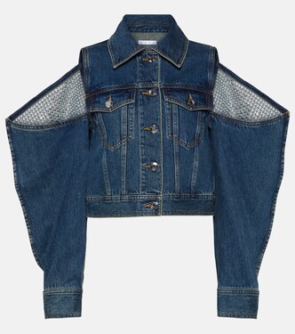 Embellished cutout denim jacket | Area