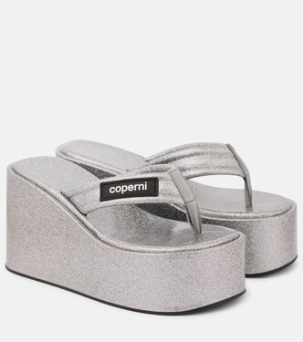 Glitter wedge thong sandals | Coperni
