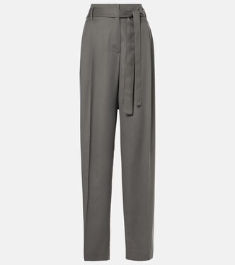Lonan high-rise silk straight pants | The Row