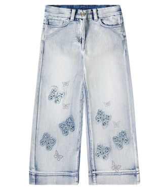 جينز بقصّة واسعة مع تزيين | Monnalisa