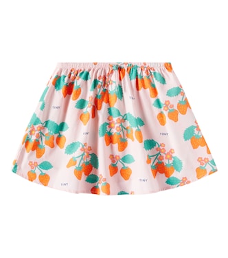 Strawberries printed cotton skirt | Tinycottons