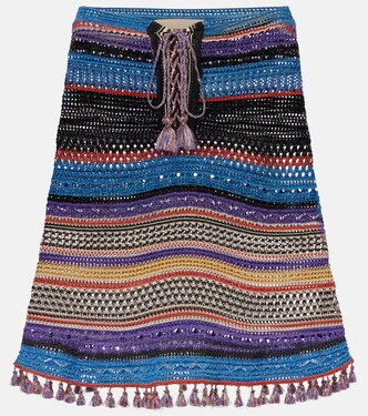 Poncho rayé en crochet | Valentino