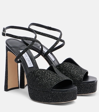 Karli 125 glitter platform sandals | Jimmy Choo