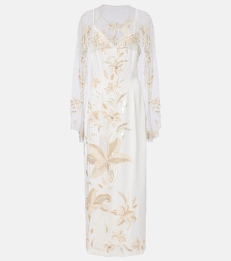 Ivory Garden embellished caped gown | Là Fuori