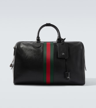 Web Trademark Medium leather duffel bag | Gucci