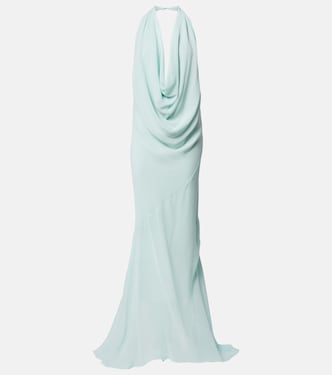 Draped sheer silk crêpe georgette gown | Mugler