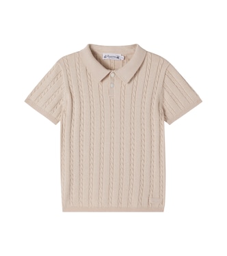 Cable-knit cotton and cashmere polo shirt | Bonpoint