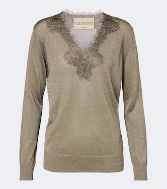  Metallic lace appliqué sweater | Valentino