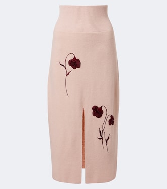 Floral-appliqué knitted midi skirt | Erdem