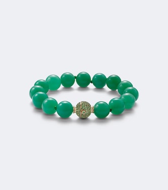 Riviera Orb 18kt gold beaded bracelet with chrysoprases and tsavorites | Octavia Elizabeth