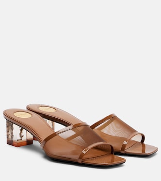 Sip leather-trimmed mesh mules | Saint Laurent