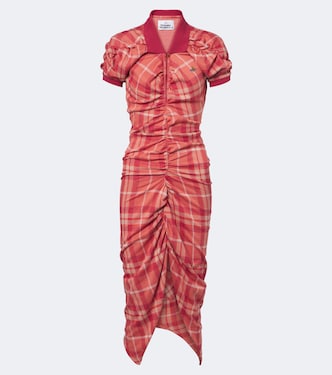Pulling checked ruched cotton midi dress | Vivienne Westwood