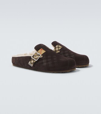 Clogs Urchin aus Veloursleder und Shearling | Burberry