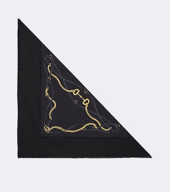 Fringe-trimmed printed silk shawl  | Gucci