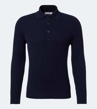 Ribbed-knit cashmere polo sweater | Brunello Cucinelli