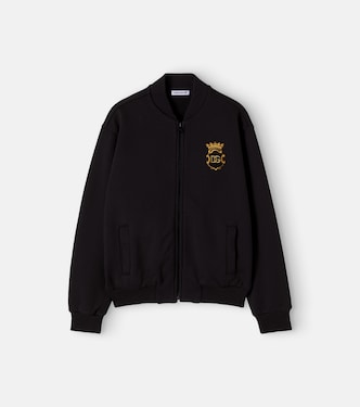 Patch-appliqué cotton jersey bomber jacket | Dolce&Gabbana Kids