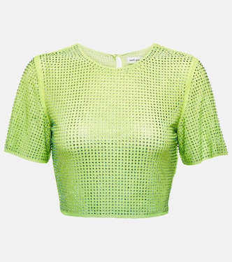 Crystal-embellished crop top | Self-Portrait