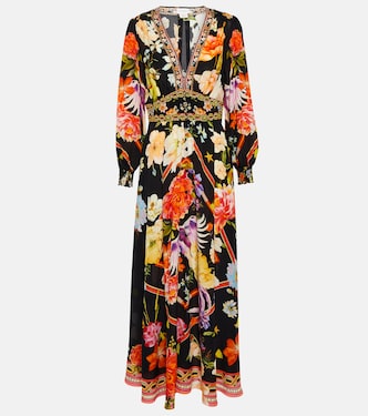 Verziertes Maxikleid aus Seide | Camilla