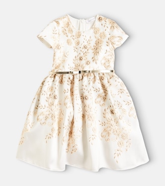 Robe en mikado à broderies | Monnalisa