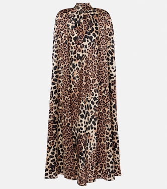 Leopard-print caped silk charmeuse gown | Rodarte