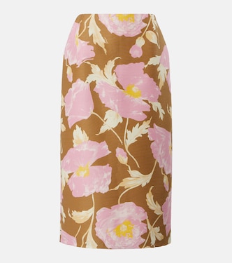 Floral wool-blend cady pencil skirt | La DoubleJ