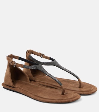 Monili suede thong sandals | Brunello Cucinelli
