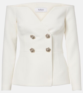 Bridal Kamile off-shoulder crêpe jacket | Safiyaa