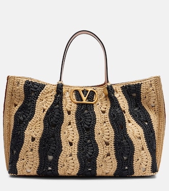 VLogo Medium raffia tote bag | Valentino Garavani