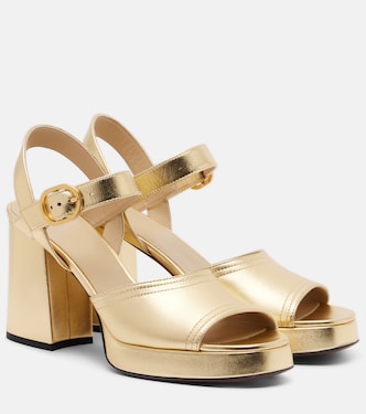 Plateausandalen VLogo aus Metallic-Leder | Valentino Garavani