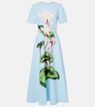 Printed cotton-blend midi dress | Oscar de la Renta