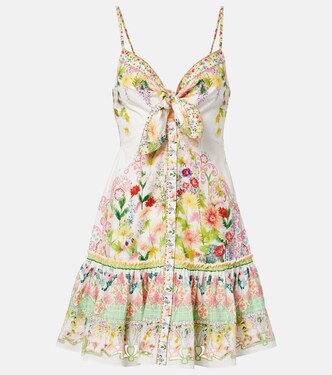 Bow-detail floral cotton minidress | Camilla