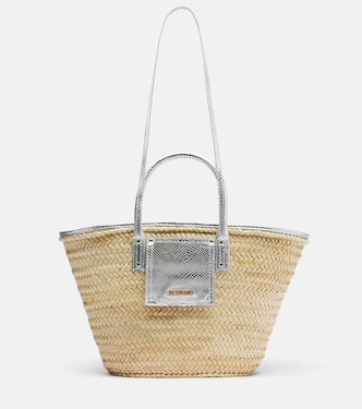 Soli Medium croc-effect raffia basket bag | Jacquemus