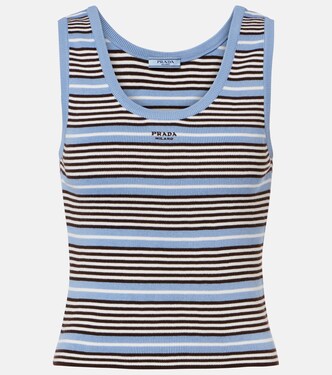 Striped cotton-blend tank top | Prada