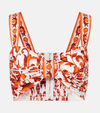 Majolica cotton poplin crop top | Dolce&Gabbana