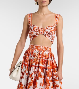 Majolica cotton poplin crop top in orange - Dolce Gabbana | Mytheresa