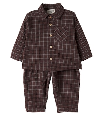 Baby checked cotton shirt and pants set | Cozmo