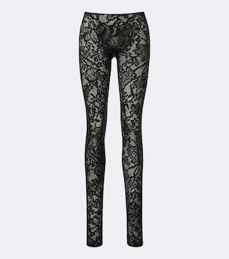 Embellished silk-blend lace leggings | Gucci