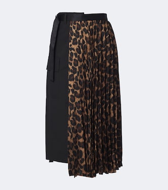 Paneled leopard-print midi skirt | Sacai