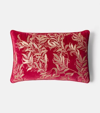Embroidered cotton velvet cushion | Les-Ottomans