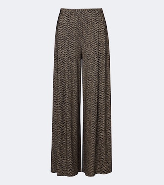 Herringbone pleated wide-leg pants | Norma Kamali