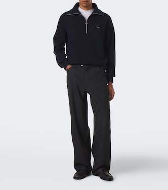 Wool and cashmere half-zip sweater in blue - Prada | Mytheresa
