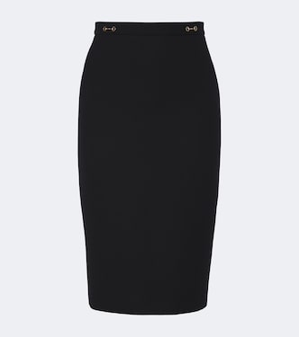 Horsebit wool crêpe pencil skirt | Gucci