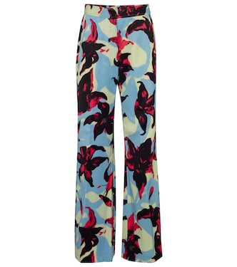 Pantalon ample en satin à fleurs | Dries Van Noten
