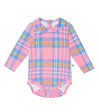 Baby checked cotton jersey onesie | Mini Rodini