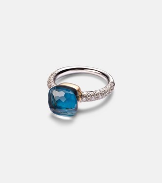 Nudo 18kt white and rose gold ring with topaz and diamonds | Pomellato