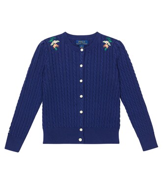 Embroidered cable-knit cardigan | Polo Ralph Lauren Kids