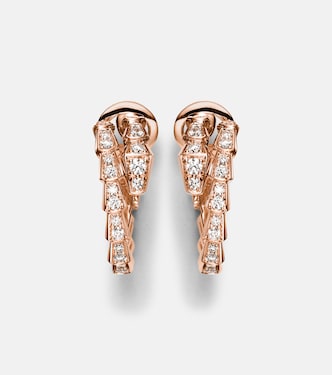 Serpenti Viper 18kt rose gold earrings with diamonds | Bvlgari